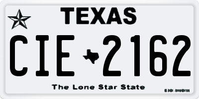 TX license plate CIE2162