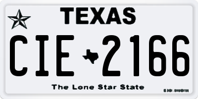 TX license plate CIE2166
