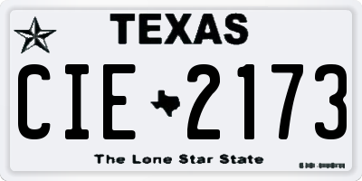 TX license plate CIE2173