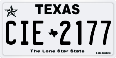 TX license plate CIE2177