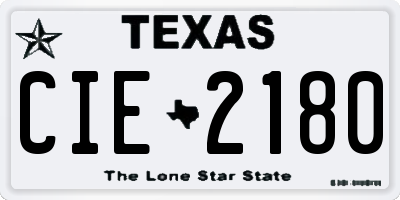 TX license plate CIE2180