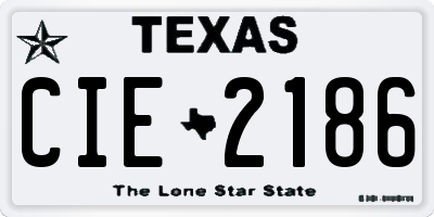 TX license plate CIE2186