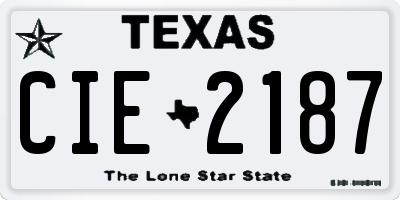 TX license plate CIE2187
