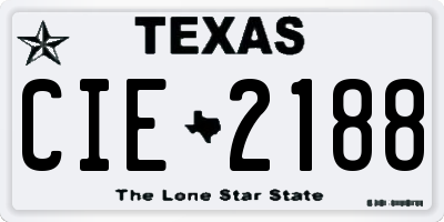TX license plate CIE2188