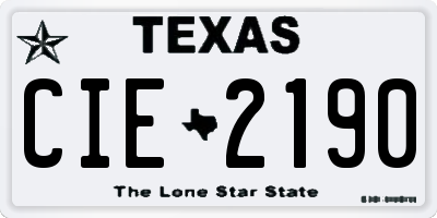 TX license plate CIE2190