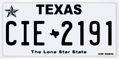 TX license plate CIE2191