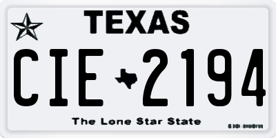 TX license plate CIE2194