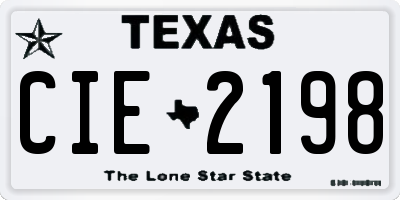 TX license plate CIE2198