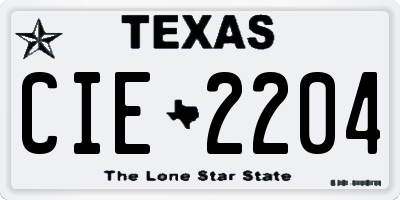 TX license plate CIE2204