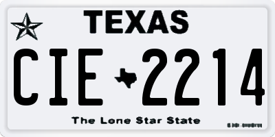 TX license plate CIE2214