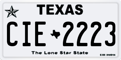 TX license plate CIE2223