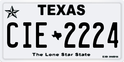 TX license plate CIE2224