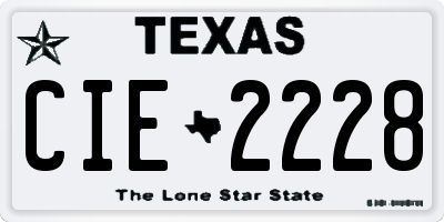 TX license plate CIE2228