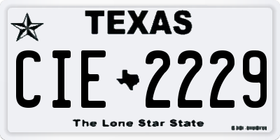TX license plate CIE2229