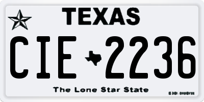 TX license plate CIE2236