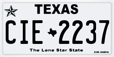 TX license plate CIE2237