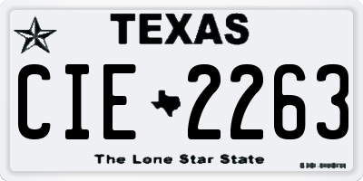 TX license plate CIE2263