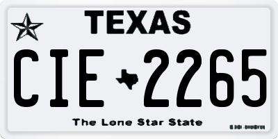 TX license plate CIE2265
