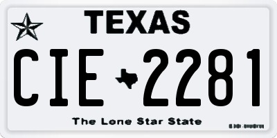 TX license plate CIE2281