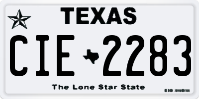 TX license plate CIE2283