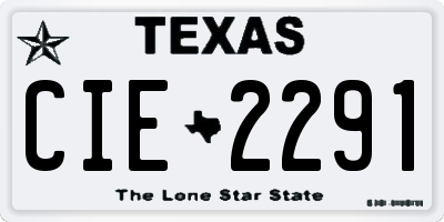 TX license plate CIE2291