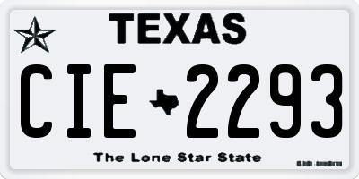 TX license plate CIE2293
