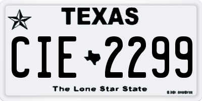 TX license plate CIE2299