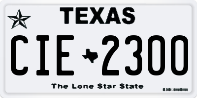 TX license plate CIE2300