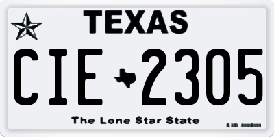 TX license plate CIE2305