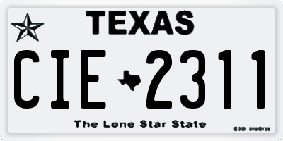 TX license plate CIE2311