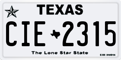 TX license plate CIE2315