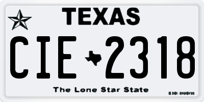 TX license plate CIE2318