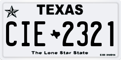 TX license plate CIE2321