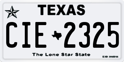 TX license plate CIE2325