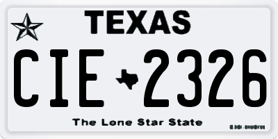 TX license plate CIE2326