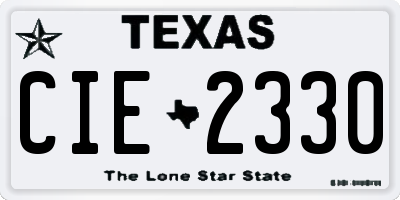TX license plate CIE2330