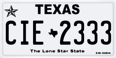 TX license plate CIE2333