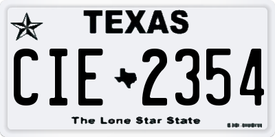 TX license plate CIE2354