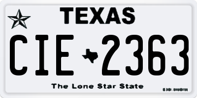 TX license plate CIE2363