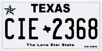 TX license plate CIE2368
