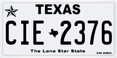 TX license plate CIE2376