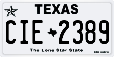 TX license plate CIE2389