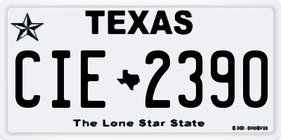 TX license plate CIE2390