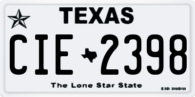 TX license plate CIE2398