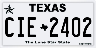 TX license plate CIE2402