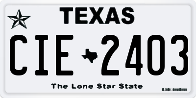 TX license plate CIE2403