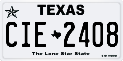 TX license plate CIE2408