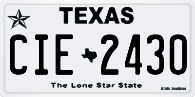 TX license plate CIE2430