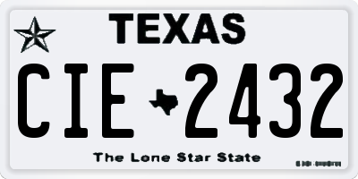 TX license plate CIE2432