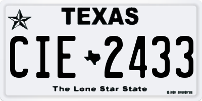 TX license plate CIE2433
